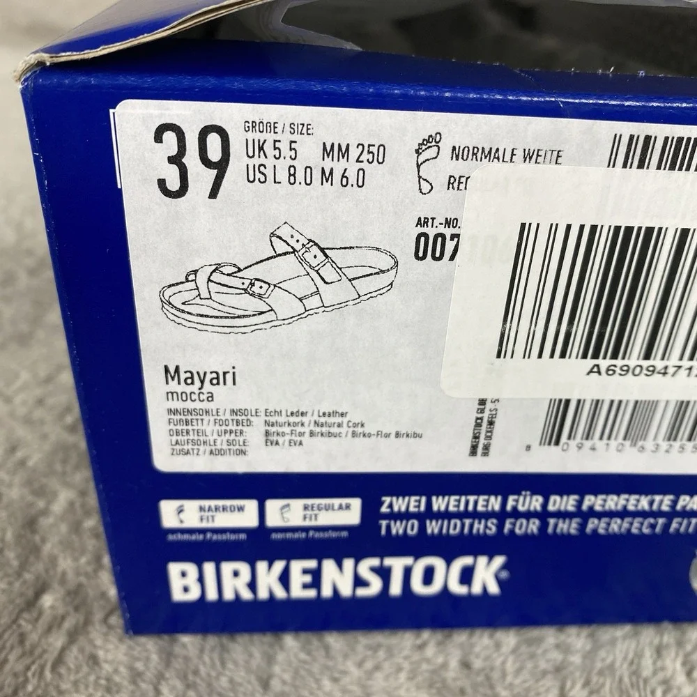 Birkenstock Mayari Sandals Womens US 8 EU 39 Mocca Birko-Flor Regular Fit NEW